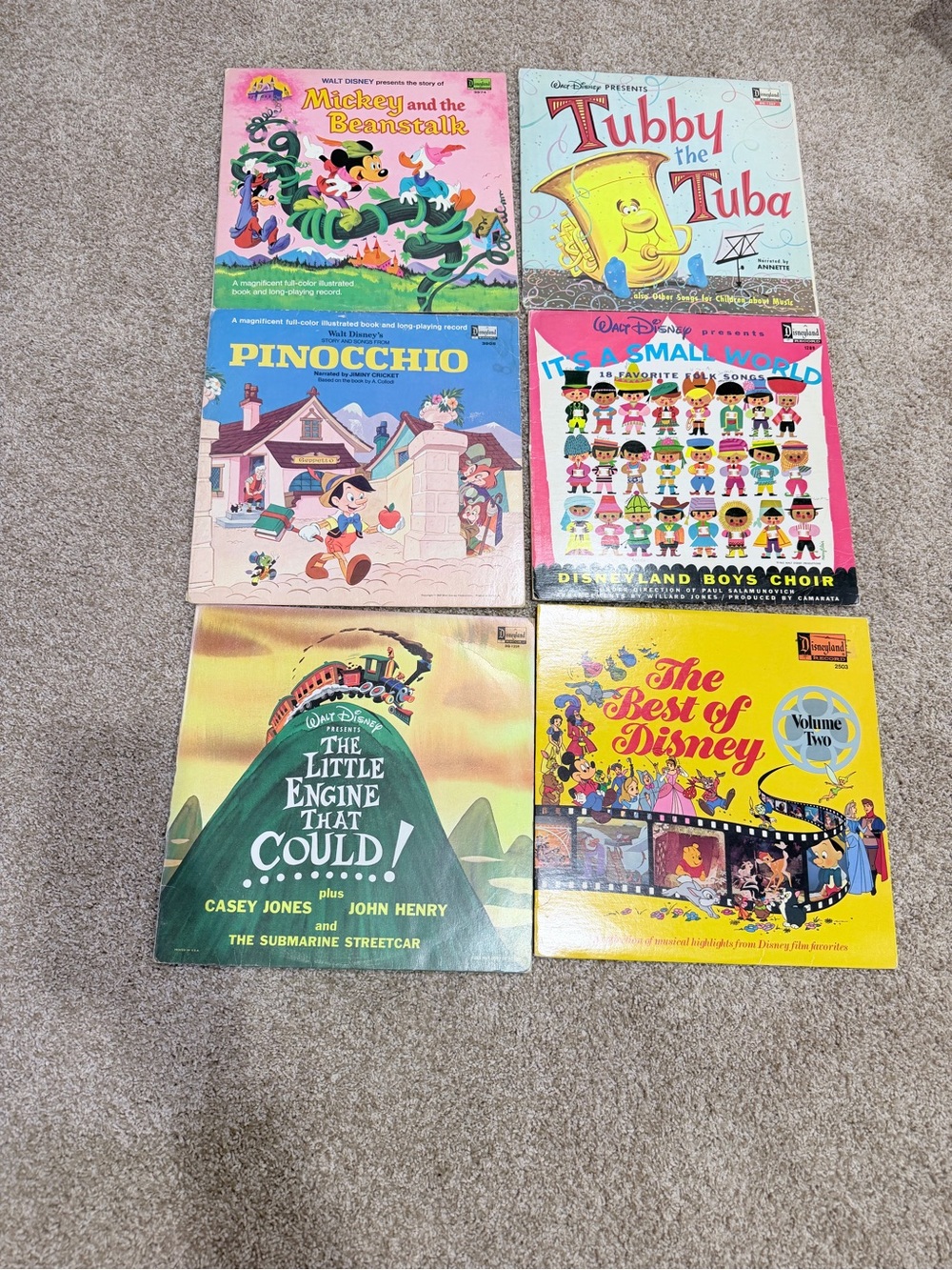 Vintage 60s Walt Disney vinyl record it’s a small world Mickey Pinocchio little